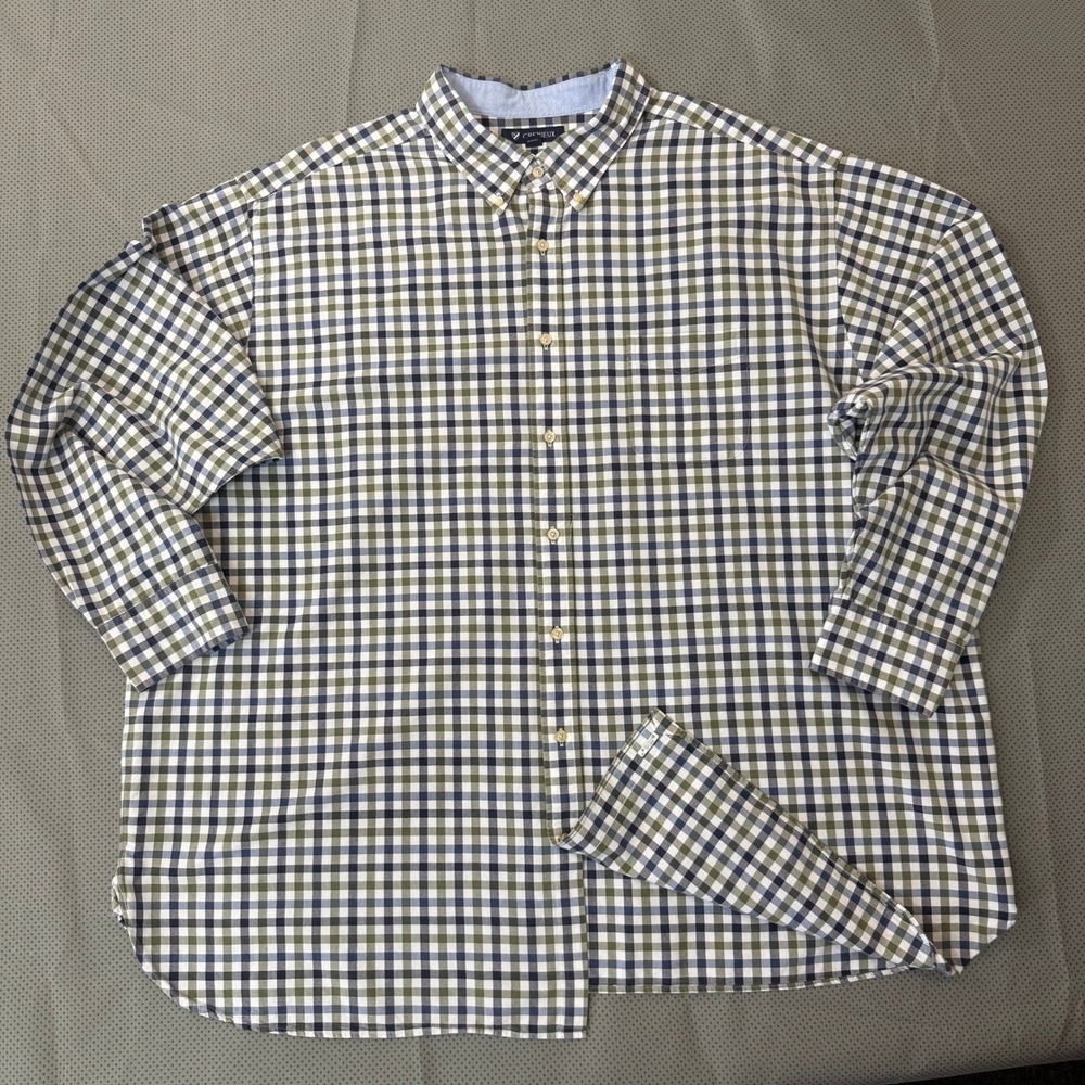 Cremieux Button Down Shirt Men 3XB Navy Olive Gingham Plaid Big & Tall